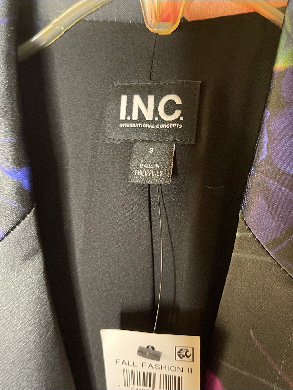 INC International Concepts Black Satin Blazer with Floral Accents Sz S NWT - Picture 4 of 6